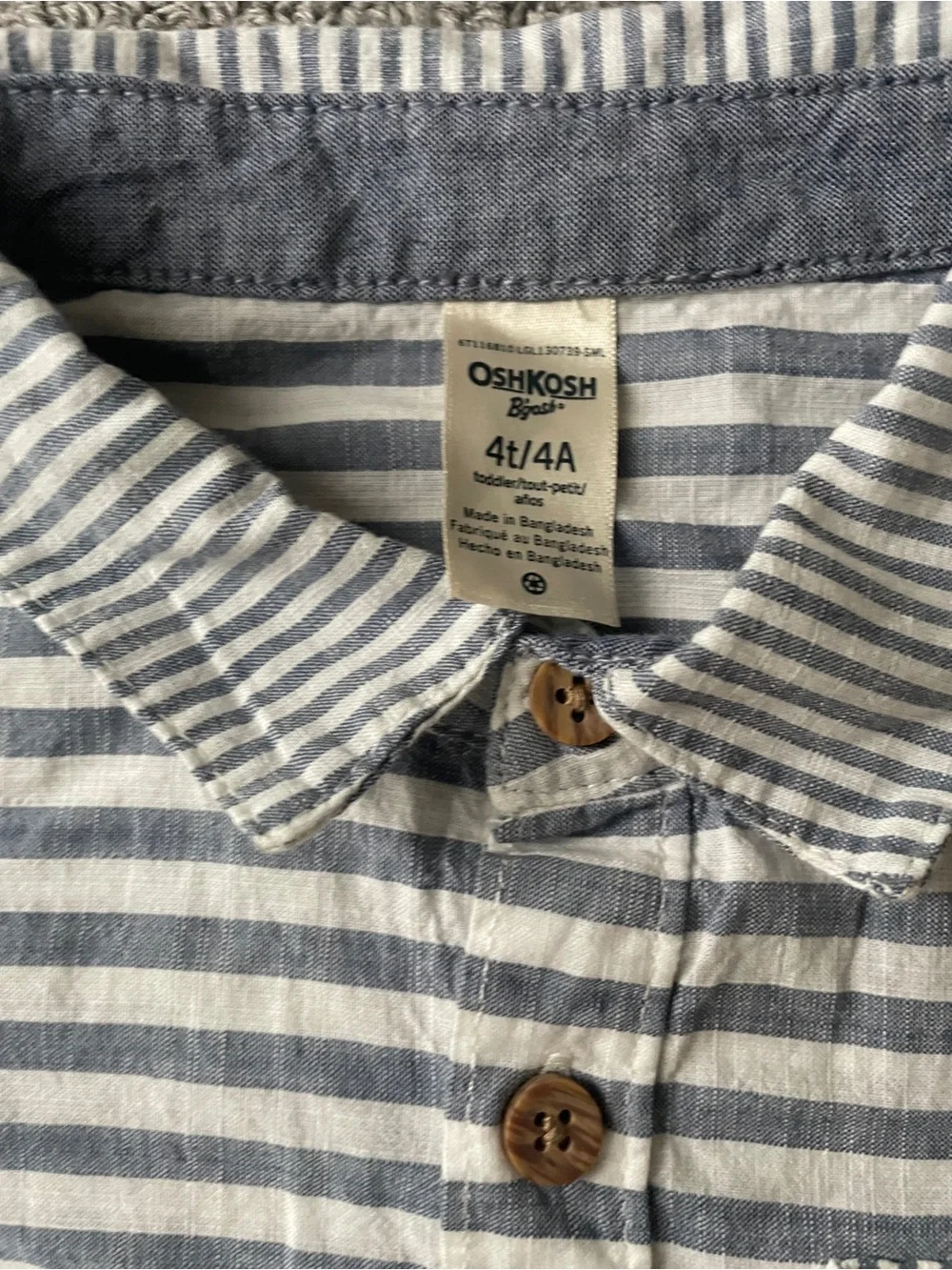 Boys Striped Button-Up Shirt & Shorts - Light Blue & White